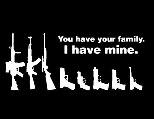 Gun Family White Vinyl Decal Sticker for Car Automobile Window Wall Laptop Notebook (GUN FAMILY)