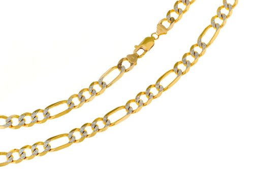 10K Gents Two Tone Pave Figaro Necklace