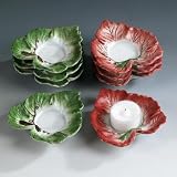 Red Vine Leaf Tealight Holders (set of 2)