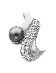14K White Gold Black Akoya Cultured Pearl and Diamond Pendant -- LIFETIME WARRANTY