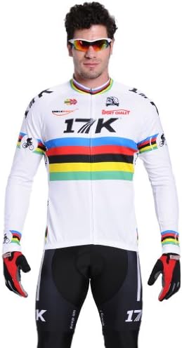 17K Men Cycling Jersey Pants Long Sleeve Shirt MTB Road Bicycle Riding Jersey White Size M