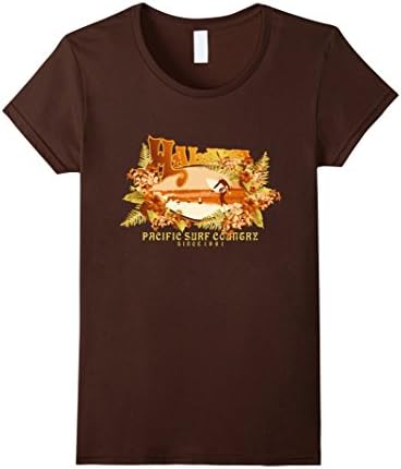 Women's Halawa Surfer Retro Waves Beach Lover Surf T-shirt XL Brown