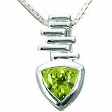 .75 Carat Trillion Cut Genuine Peridot Sterling Silver Pendant Necklace