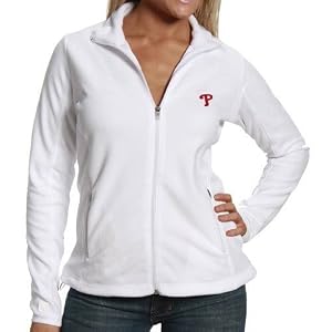 Buy Antigua Philadelphia Phillies Ladies White Sleet Full Zip Fleece Jacket by Antigua