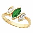 14K Yellow Gold Tsavorite (Green Garnet) and Diamond Ring