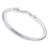 Sterling Silver Polished Striped Hard Bangle