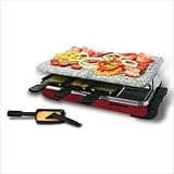 Classic Raclette 8-Person Party Grill with Granite Top - Red