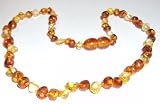 Bouncy Baby BoutiqueTM Baltic Amber Teething Necklace - Baroque Honey & Lemon 2x1 Pattern