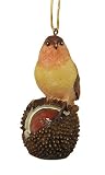 3.25 Decorative Bird on Chestnut Christmas Ornament
