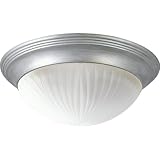 Progress Lighting P3699-44 Two-Light Close-To-Ceiling Fixture with Etched Ribbed Glass, Oxford Silver