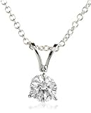14k White Gold 3-Prong Solitaire Diamond Pendant (1/3 ct, I-J Color, I2 Clarity), 18