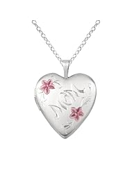 Sterling silver Heart Shaped Locket w/ Flowers "Mom" Necklace