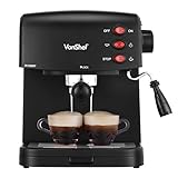 VonShef 15 Bar Pump Espresso Coffee Maker Machine - Create Espressos, Lattes, Cappuccinos & More!