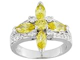 4.73CTW BELLA LUCE CANARY YELLOW AND WHITE DIAMOND SIMULANT STERLING SILVER RING