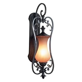 Eurofase 17509-015 Corsica 1-Light Large Wall Sconce, Aged Iron Amber