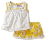 Little Lass Baby-Girls Newborn 2 Piece Scooter Polka Dot Shirt Set, Yellow, 6-9 Months