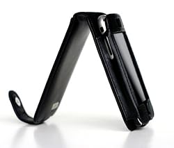 Black Prima iPhone Premium Leather Flip Style Case for 2G
