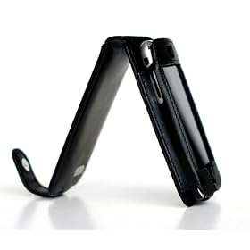 Black Prima iPhone Premium Leather Flip Style Case for 3G