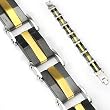 316L Stainless Steel IP Gold and Black Tri-Band Bracelet - Length 8.66" (220mm) - Width 15mm