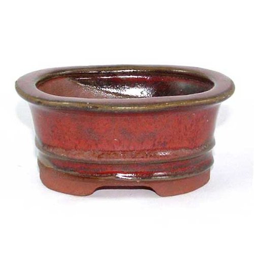 10.5cm Bonsai or Accent Pot - Red Oval Lip