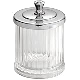 InterDesign Alston Bathroom Vanity Canister Jar for Cotton Balls, Swabs, Cosmetic Pads - Clear/Chrome