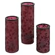 Red Flocked Candle Holders set/3 in Red