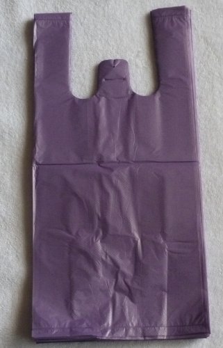 Purple Plastic T-shirt Shopping Bags (7x5x15-12mic) - 100 Bags