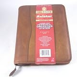 Planner Desk Size 1 Inch Ring Aviator Organizer in Distressed Tan Leather by Day Timers