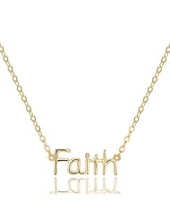 18k Gold Over Sterling Silver High Polish Words of Wisdom Faith Necklace