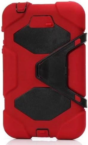 Huaxia Datacom Heavy Duty rugged impact Hybrid Case with Build In Kickstand Protective Case For Samsung Tablet Galaxy Tab 3 7.0-inch P3200 - Red/Black