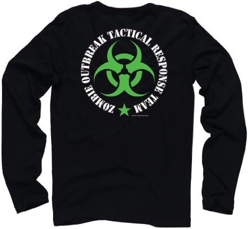 Zombie Outbreak Containment with Skull Long Sleeve Neon Green T-shirt (S)