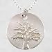 Round Tree of Life Pendant in Sterling Silver on 16
