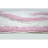 2 Piece 100% Cotton Bath Mat Set in White/Light Pink