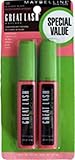 Maybelline Great Lash Mascara Double Pack - Blackest Black