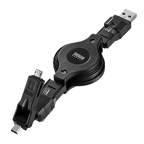 サンワダイレクト 1台3役！ 巻き取りケーブル 【 microUSB + miniUSB + LANケーブル 】 500-LANMK1
