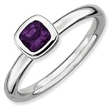 Sterling Silver Stackable Expressions Cushion Cut Amethyst Ring