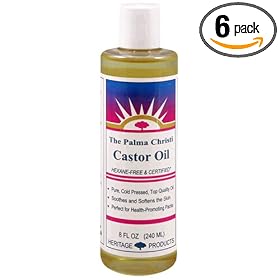 Heritage Products Castor Oil, The Palma Christi, 8 Fluid Ounces (240 ml) (Pack of 6)