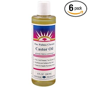 Heritage Products Castor Oil, The Palma Christi, 8 Fluid Ounces (240 ml) (Pack of 6) by Heritage