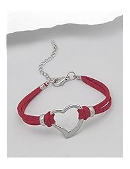 Red Heart Artificial Suede Leather Bracelet In White Base