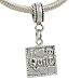 925 Silver Love to QUILT Quilting Bead DANGLE CHARM fits European Bracelet