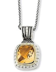 Sterling Silver/14K Oxidized Citrine Bangle Bracelet : Length 7 in