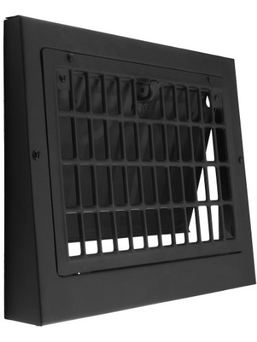 8" x 10" Black Painted Steel Grid Style Baseboard Register.