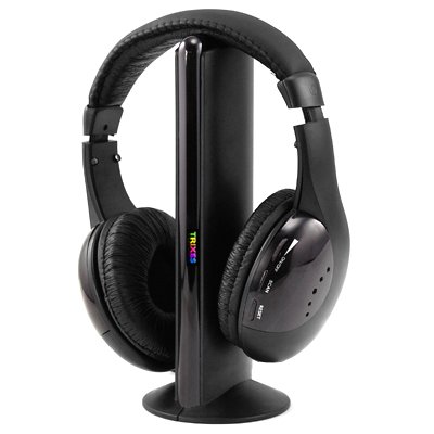 5 in 1 WIRELESS CORDLESS RF HEADPHONES HEADSET WITH MIC