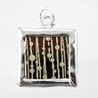 Square Reversible Tree Design Pendant in Sterling Silver and Gold Tone Etching, #9171