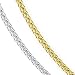 14k Two Tone White and Yellow Gold 2mm Reversible Textured Omega Chain Necklace - 16\