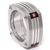 LAMBORGHINI Red White Red Stone Titanium Steel Ring