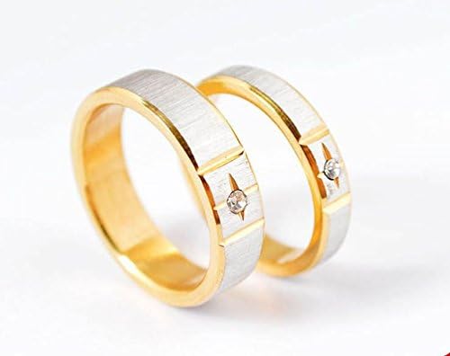 Jewelryfinds Titanium Steel Fashion Rhinestone Korean Couple Lady Ring Pop