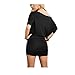 Anxihanee Women Sexy Off Shoulder Short Sleeve Mini Pleated Dress (XL, Black)