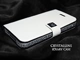iPhone 4S / 4 Novoskins Silver Crystalline Crystal Rim Edge Skin with White Carbon iDiary Case