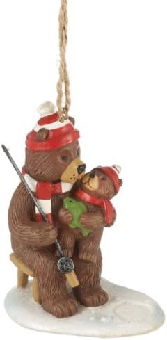 Bear and Cub Ice Fishing Christmas Ornament